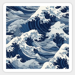 Ephemeral Crests: Hokusai Waves Reimagined Sticker